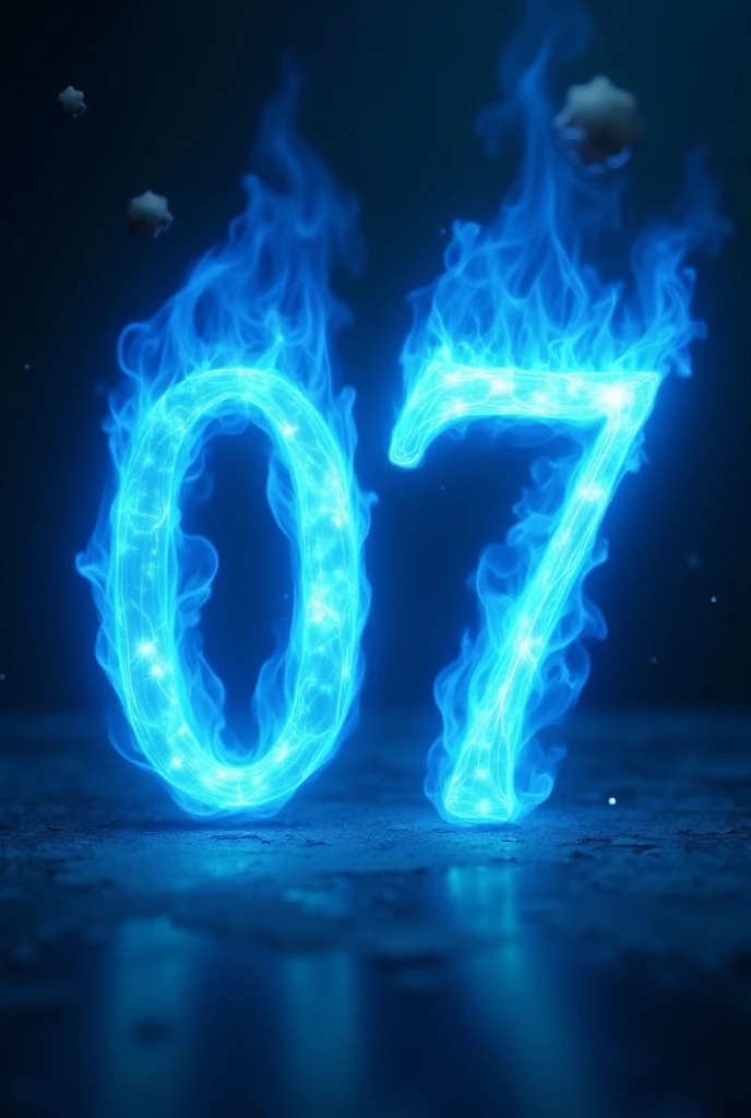 Create an image with the numbers 07 in blue fire