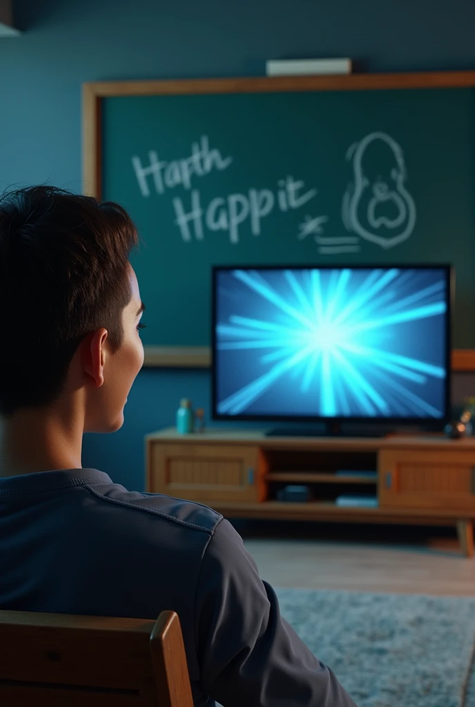  An image that combines the speed of the internet with entertainment and the idea of a "second chance", like a person smiling while watching their TV with a fast connection, with one hand erasing a blackboard representing debt, and a background that symbolizes a new stage or a new beginning.