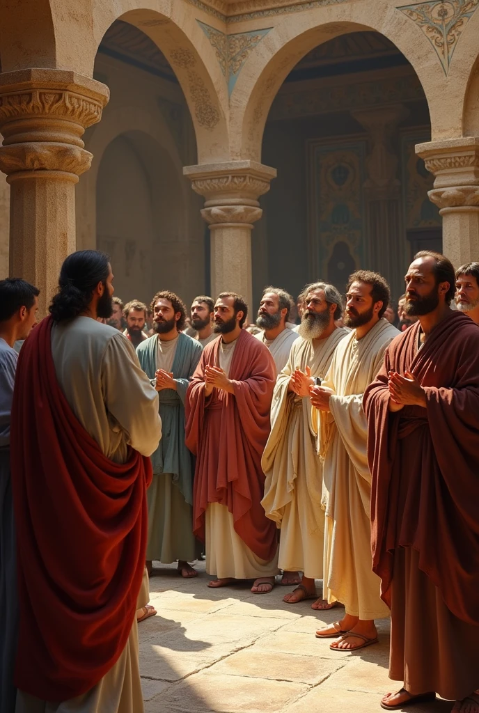 Biblical photograph of the people gathered at the Council of Jerusalem Biblical representation
