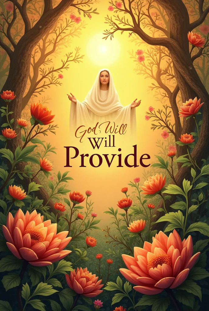 Flowery Worship Poster Background with Earthy Color God Will Provide