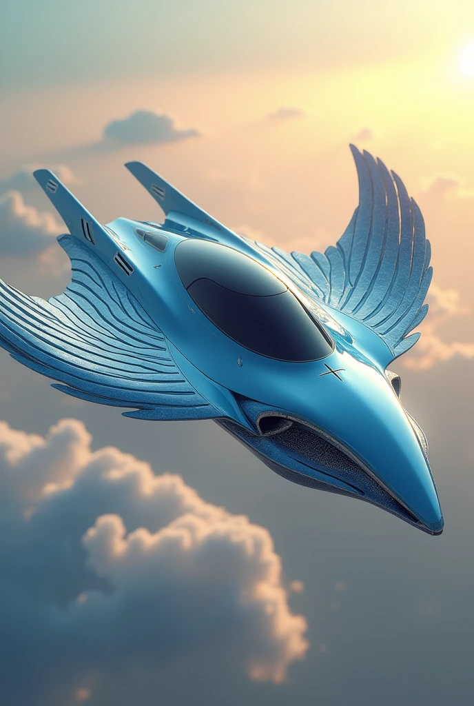Blue car with wings