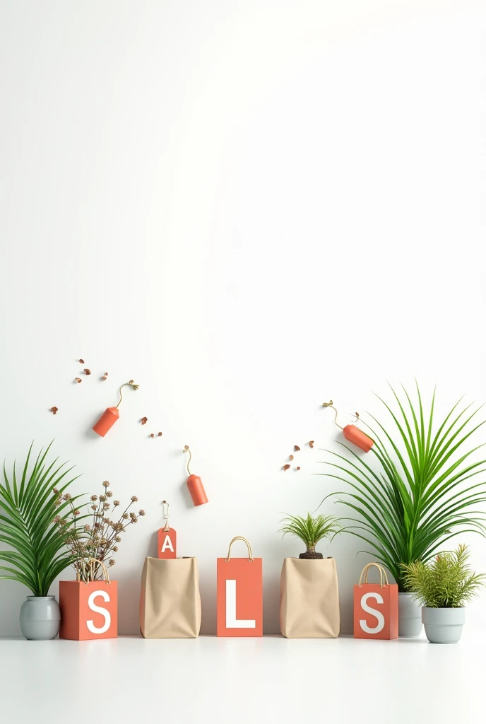 white part background with sales and plants