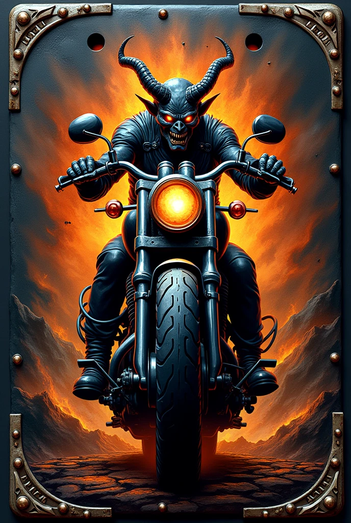 Motorcycle club plate with the name Asphalt Demon motorcycle club