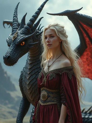 a close up of a woman in a dress with a dragon, queen of dragons, 4 k detail fantasy, 4k fantasy art, dragon queen, unreal engine fantasy art, fantasy style 8 k octane render, artgerm ; 3d unreal engine, hyperrealistic fantasy art, 8k fantasy art, elegant cinematic fantasy art, epic fantasy art style hd, detailed fantasy art