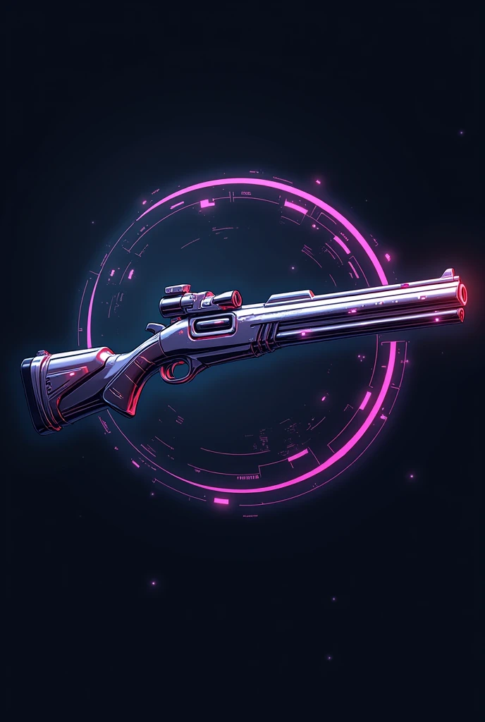 Logo of an anime with a video game shotgun 