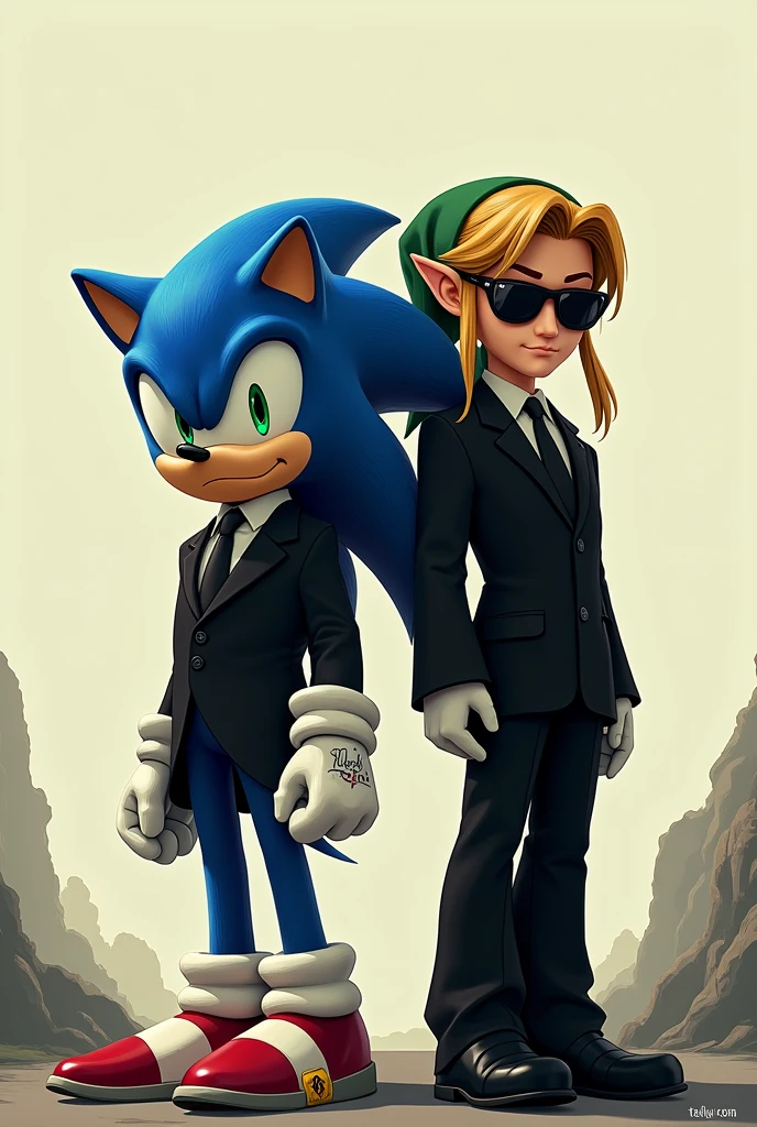 Sonic and Link dressed as Men in Black