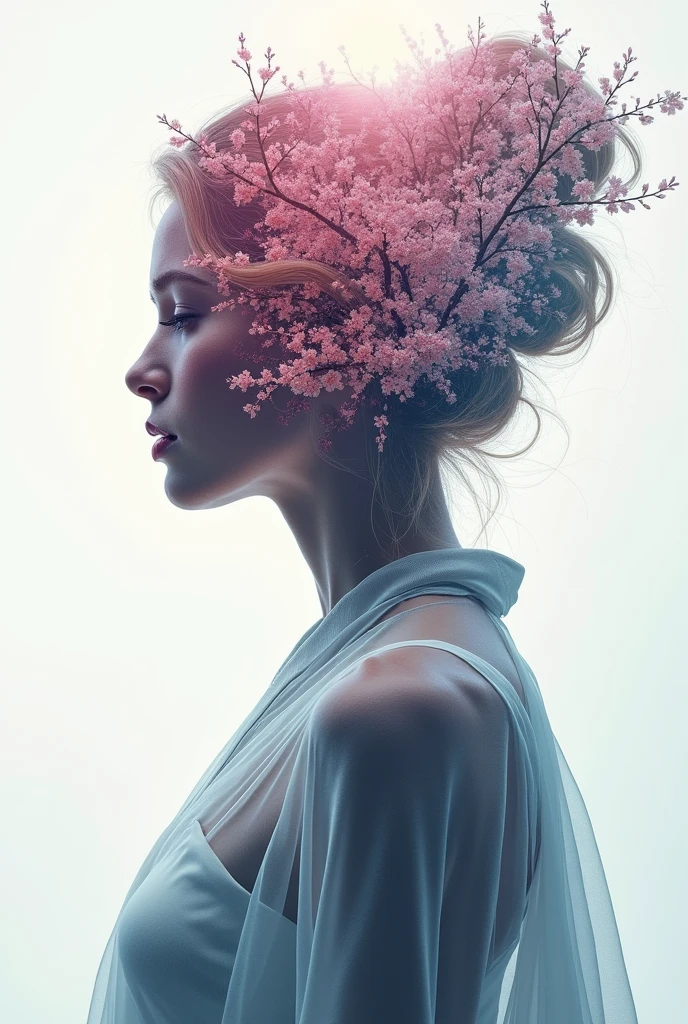 high quality, 8K Ultra HD, A beautiful double exposure that combines an goddess silhouette  with its details incorporated into the goddess , crisp lines,, sharp focus, double exposure, by yukisakura, awesome full color,