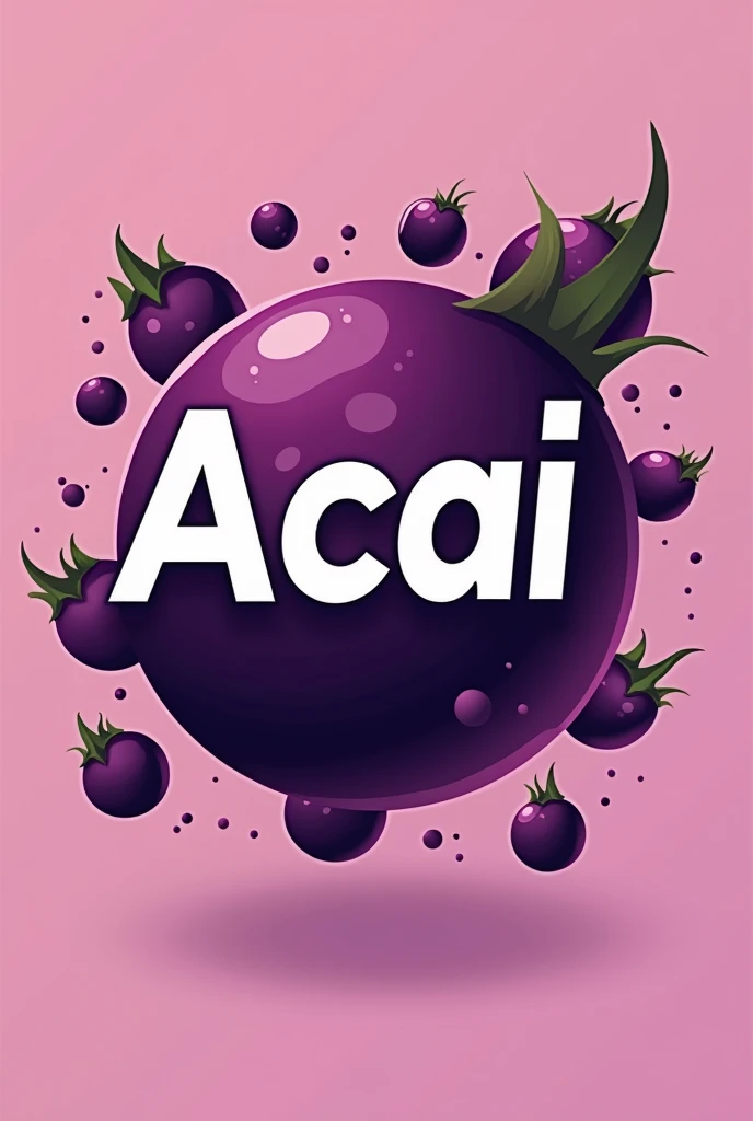 Create a LOGO with the word Açaí with the theme Açaí, and in the background of the image, add the açaí fruit to create contrast. And the word Açaí must be purple. Remember to use the letter Ç