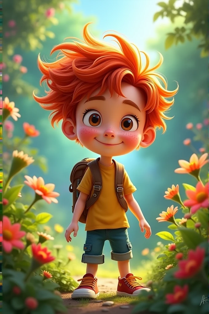 Create a boy character called Marcos, red-haired and short 