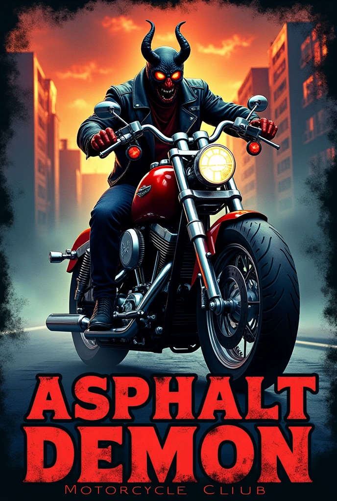 Motorcycle club plate with the name Asphalt Demon motorcycle club 