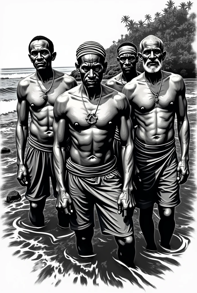 Shirt print with Bahian fishermen in the traditional WOOD PRINT style in black and white Woodcut Woodcut Woodcut Woodcut