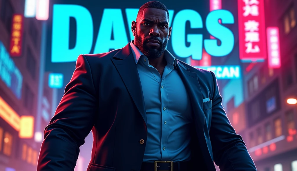 Big dawgs AI-generated Song gangster man and name big dawgs and add font Big dawgs in blue colour