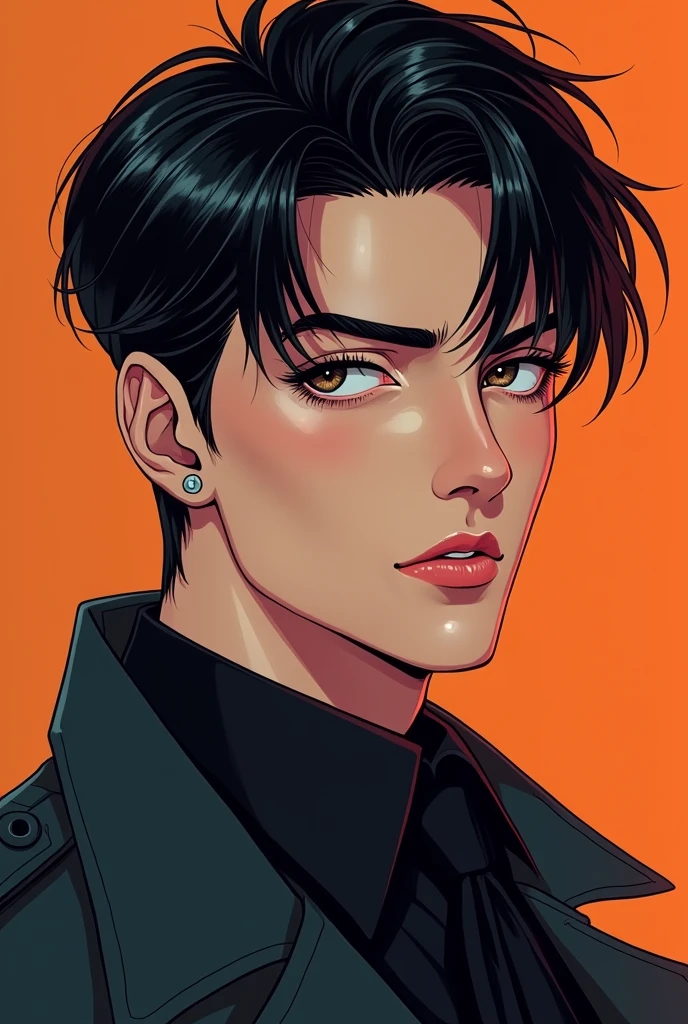 Create a stylish boy face charming and beautiful and aligant(( vibrant color)), ((high quality image)), ((tough skin face)) ((black hair colour)), ((straight hair style)), eyes are to attractive and beautiful ((lips so charming))