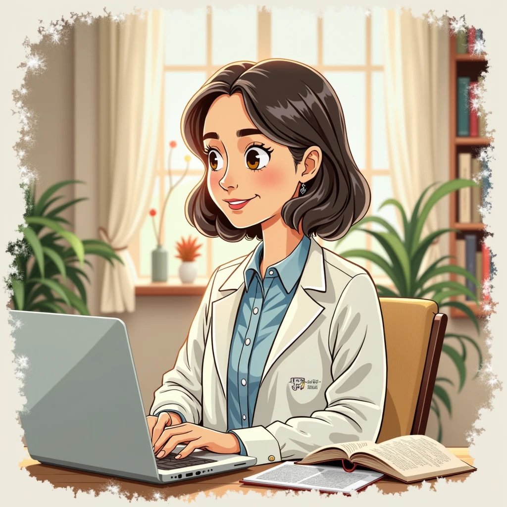 female psychologist from the private university of the north animated tender, let it be a drawing, with the theme of human talent management
