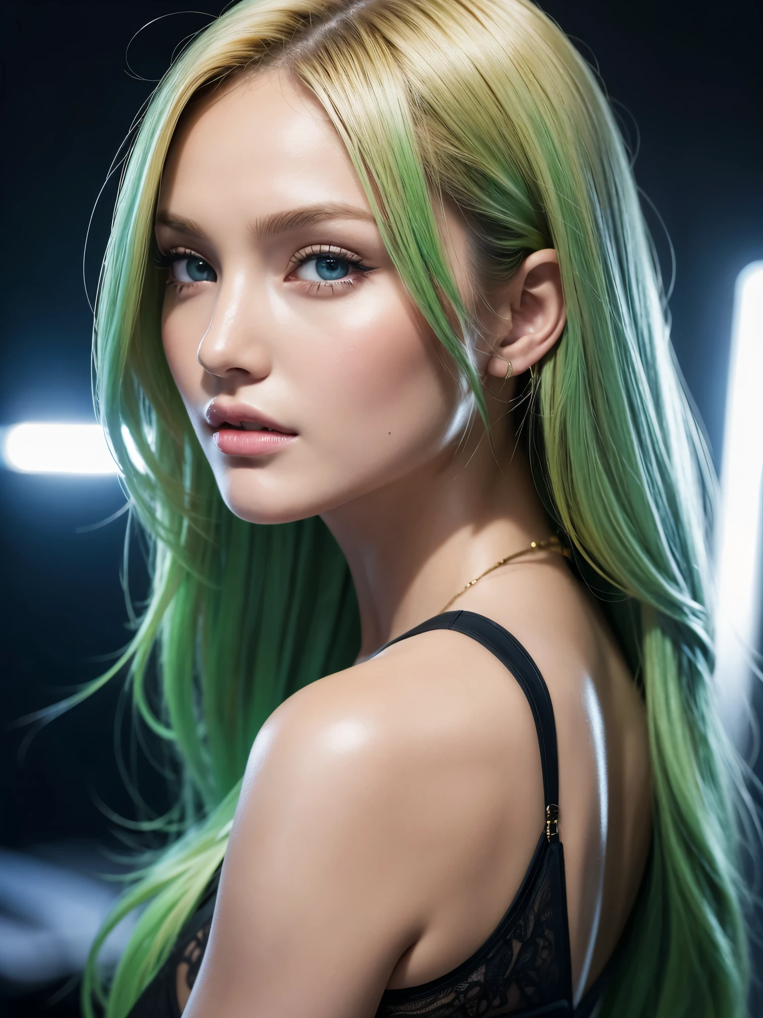((2D ao vivo)) master part, 1girl, corpo inteiro, fica em linha reta, roupas steampunk, military clothing, Olhando para o Viewer, Rosto detalhado, menina com cabelo ondulado verde, franja, chifres de ovelha de metal, gradient hair, cabelos multicoloridos, Cabelos verdes claros, Dicas de cabelo turquesa, cabelos ondulados, gradient eyes, olhos alaranjados, (fundo simples, fundo branco: 1.3)