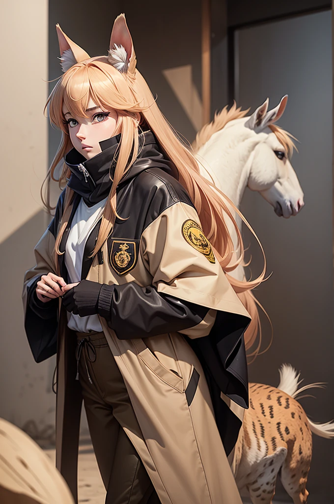 1 animal, saiga, anime style, 