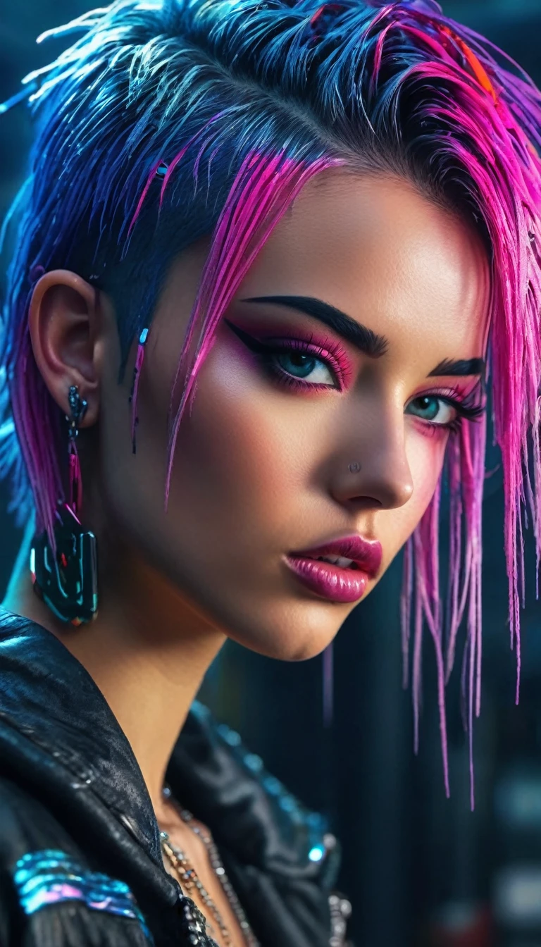 create an image demonstrating the style of ((Cyber Grunge)) style, hyper realism, 8k high definition, vibrant colors, sharp focus, insanely detailed