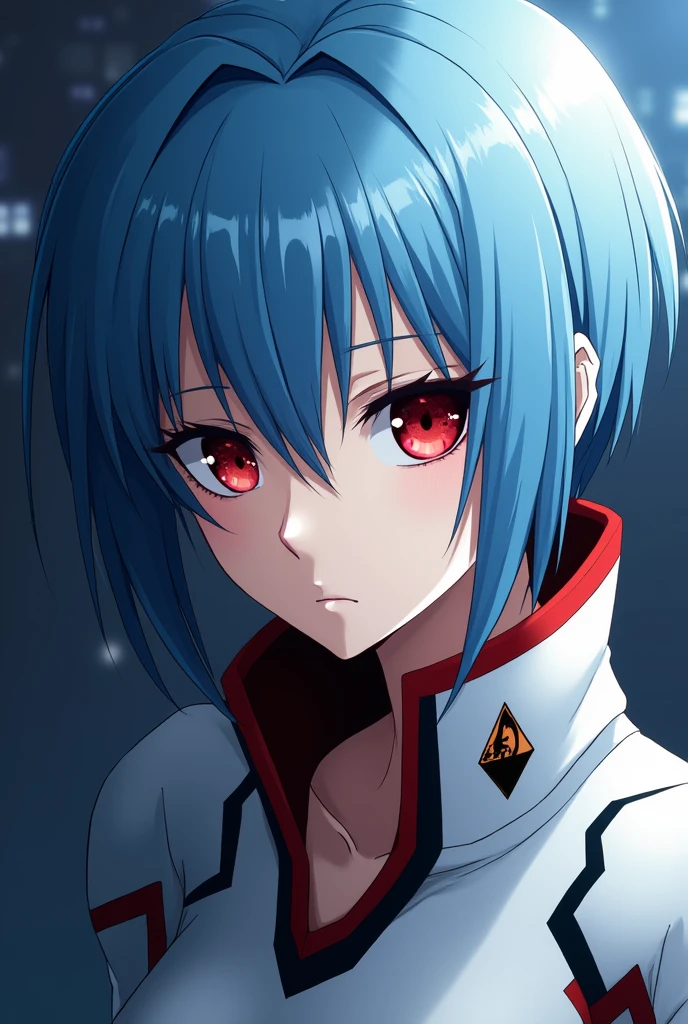 Draw a picture of Ayanami from Evangelion in anime style