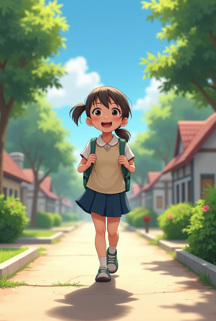 Drawing a female on her way to school