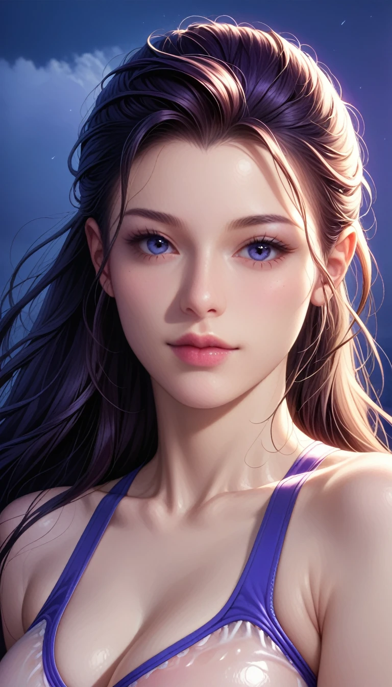 score_9, score_8_superior, score_7_superior, High-resolution CG illustration,A masterpiece in 32K resolution,Highest quality,it is really amazing,Very detailed,Ultra-high resolution,Ultra-realistic,Realistic,Increased depth of field,Cinematic lighting,
Elegant mature Japanese woman,
Straight long hair with black hair,Ultra-detailed and beautiful face,Calm and gentle look,Translucent white skin,Realistic skin texture,Great proportions,
High leg swimsuit,
Summery design,Chic color scheme,Beautiful and delicate decoration,Detailed fabric texture,
Dark skies before the storm,Dark clouds covering the dark sky,Thunderclouds rolling in,Coastline at night,Stormy seas,delay々A desolate sandy beach that continues,
Cinematic Angle,