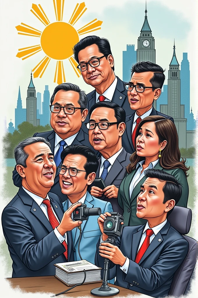 Draw in a short bond paper a political
cartoon/caricature depicting your opinion about how Philippine Media performs its roles and function in the Philippines which is a democratic country.