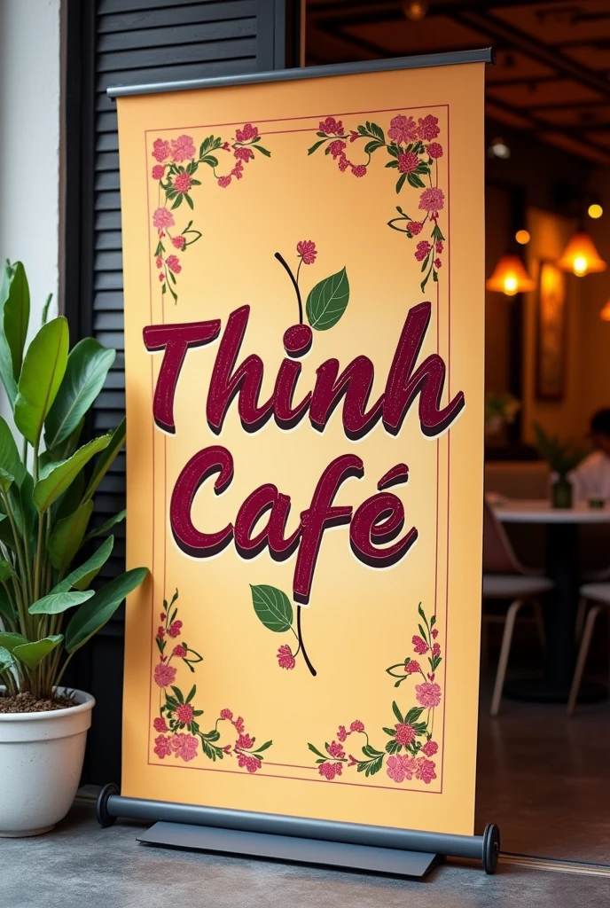 Design banner 150cm x 500cm
Text in banner is Thinh Cafe