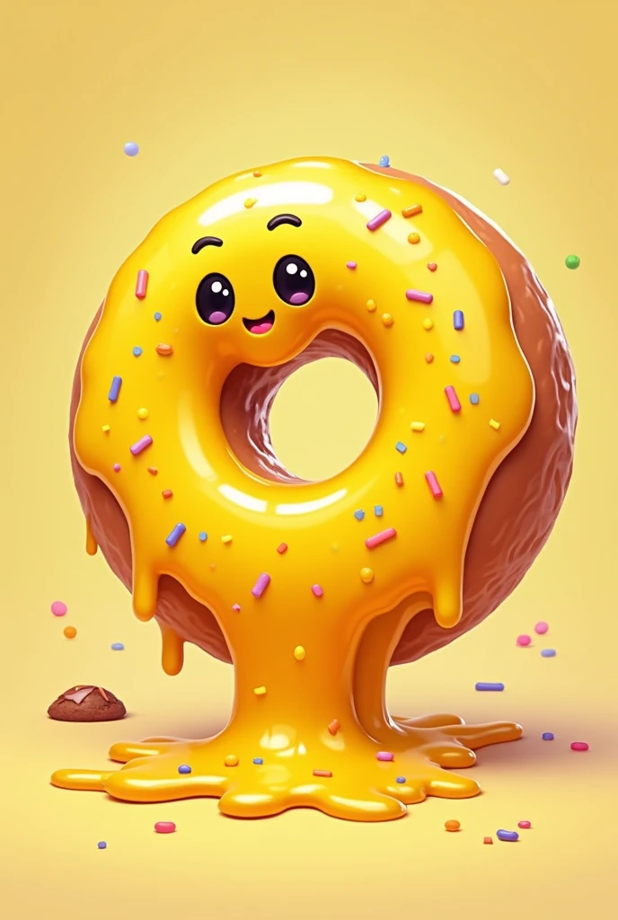 Yellow donut melting cartoon