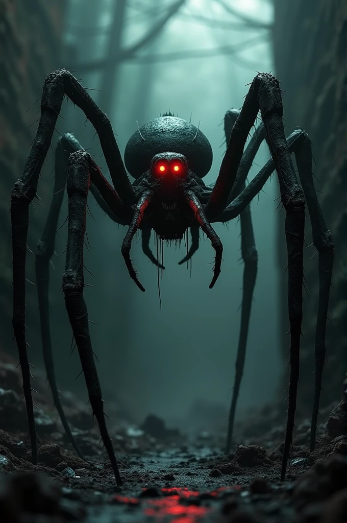 CharcoalDarkStyle, a monstrous, huge spider with glowing eyes guards a cave full of treasures, <lora:CharcoalDarkStyleXL:0.8>