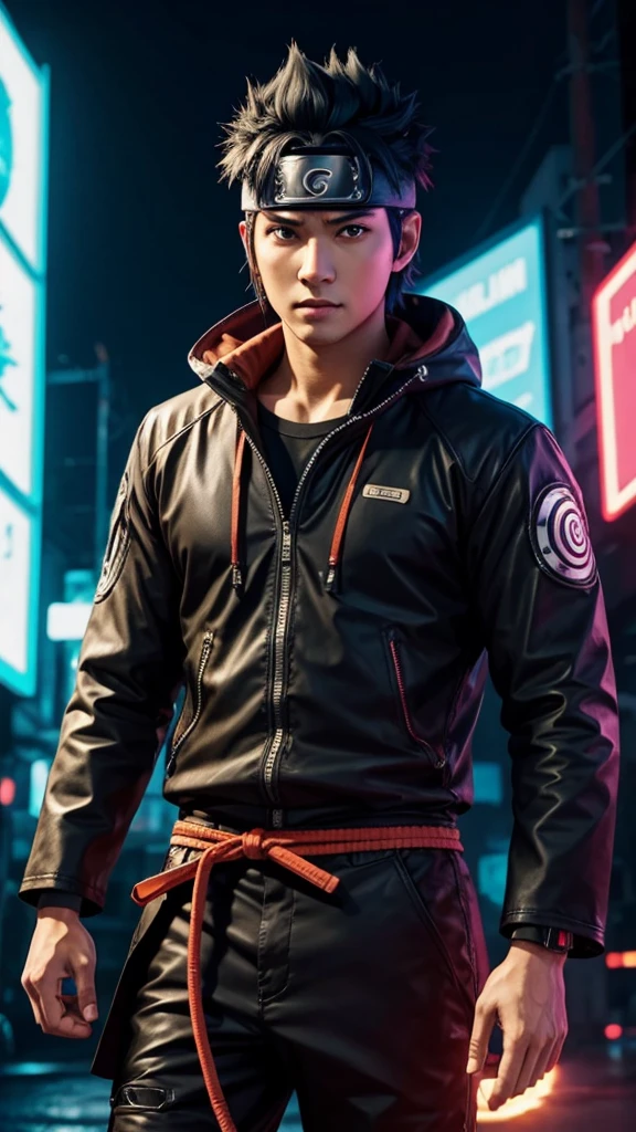 naruto,4k,3D,neon light,name "rayden"