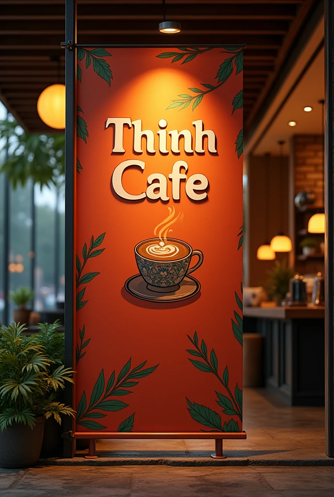 Design banner size 600cm x 150cm
Text in banner is Thinh Cafe