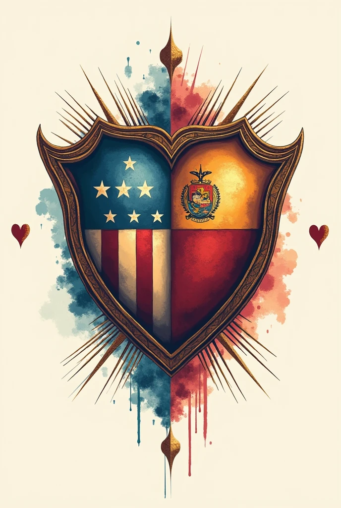 Create a vector image for a tattoo, with the shields of America of Cali and independent of Avellaneda with the phrase love has only one color.