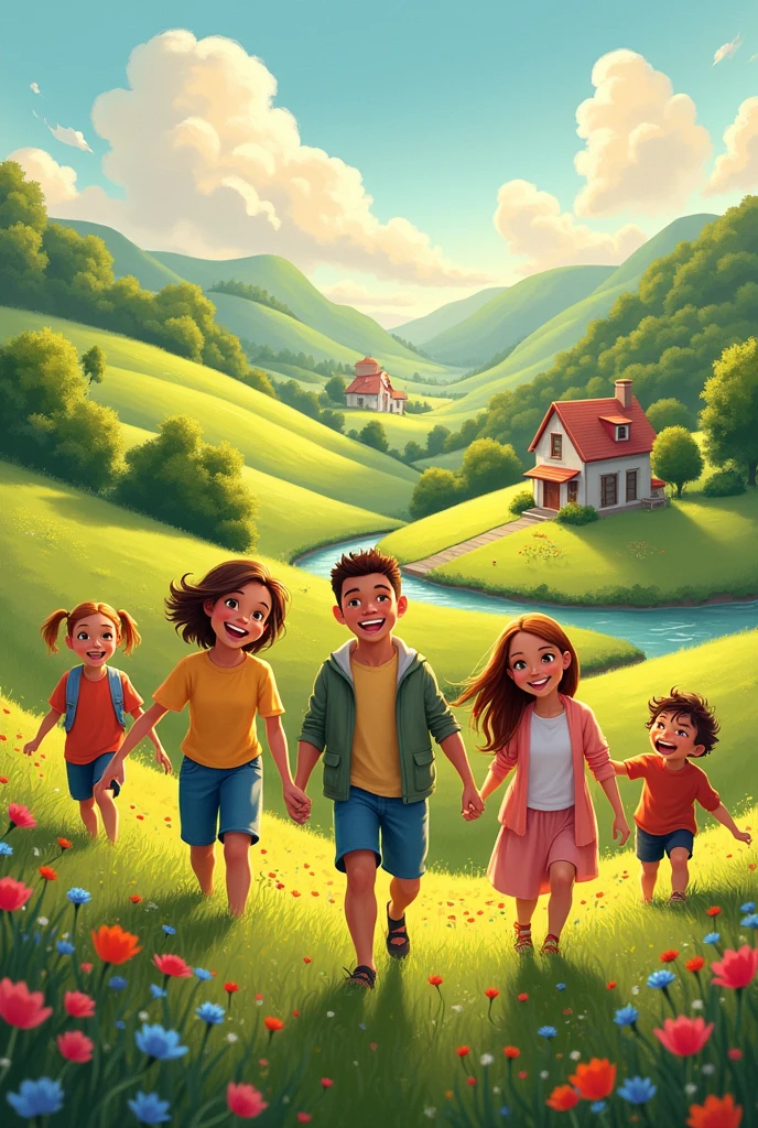 Image of happy people in the countryside