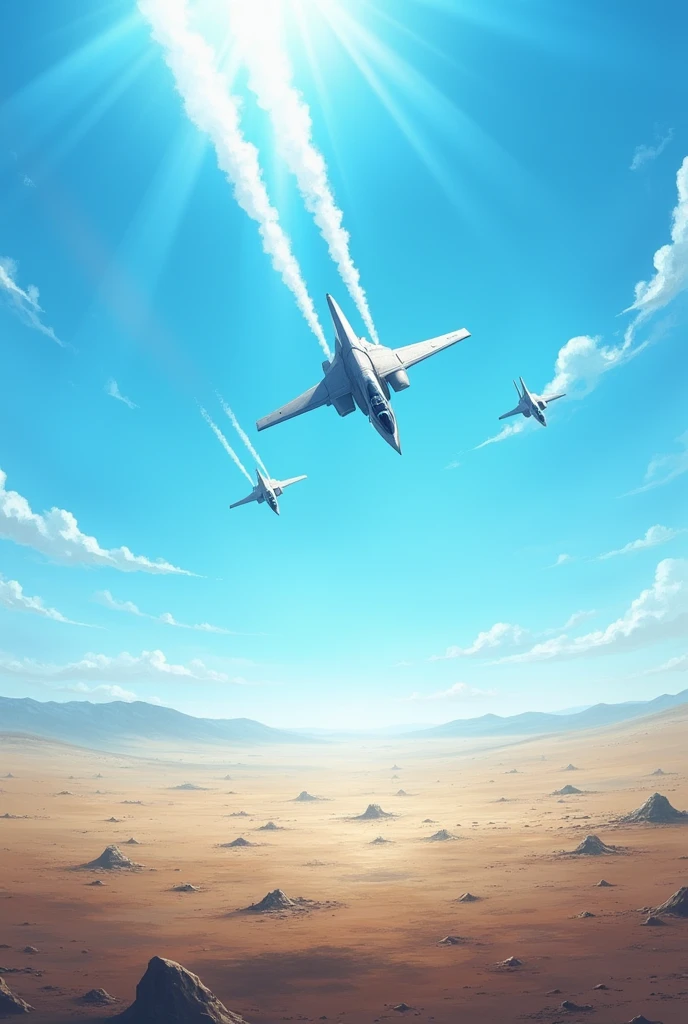 The J-20 fighter group and the F22 fighter group fought fiercely over the desert