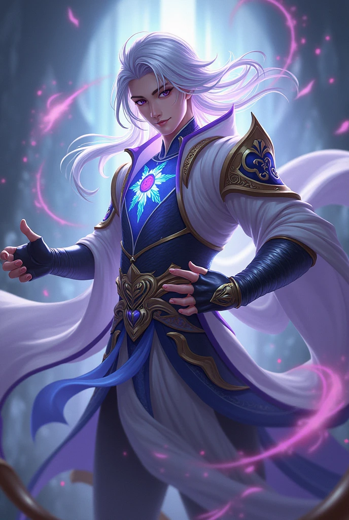 create a male version on kagura in mobile legends using her splash art