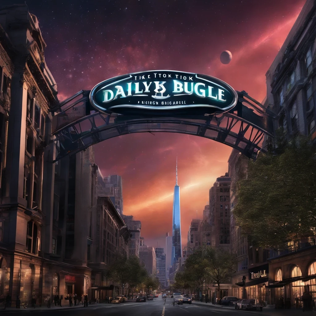 A profile logo for Tik Tok News Channel The logo is "The Daily Bugle" 
Realistic space illustration 