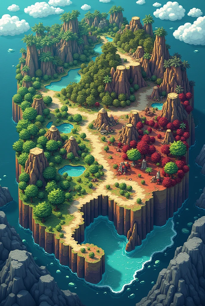 A large representation of Terraria world map including all biomes types and underground in 2D from side.
No legends, no text