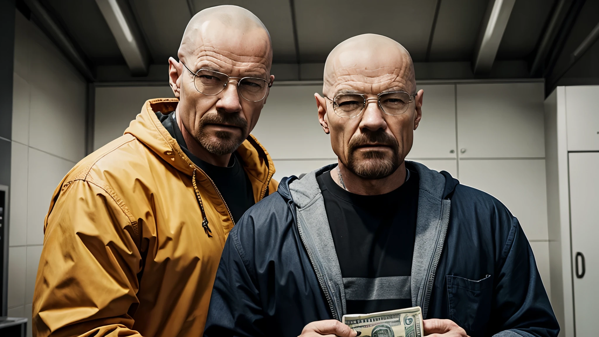 a man holding a bag of money with the words the bad grandpas, walter white in valorant, walter white in gta 5, walter white in gta v, walter white in fortnite, epic grandiose, beeple and jean giraud, walter white as thanos, in breaking bad, walter white from breaking bad, top 6 best movie ever imdb list