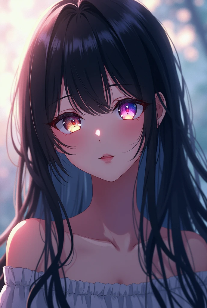 Anime　Long Black Hair　Rainbow Eyes　