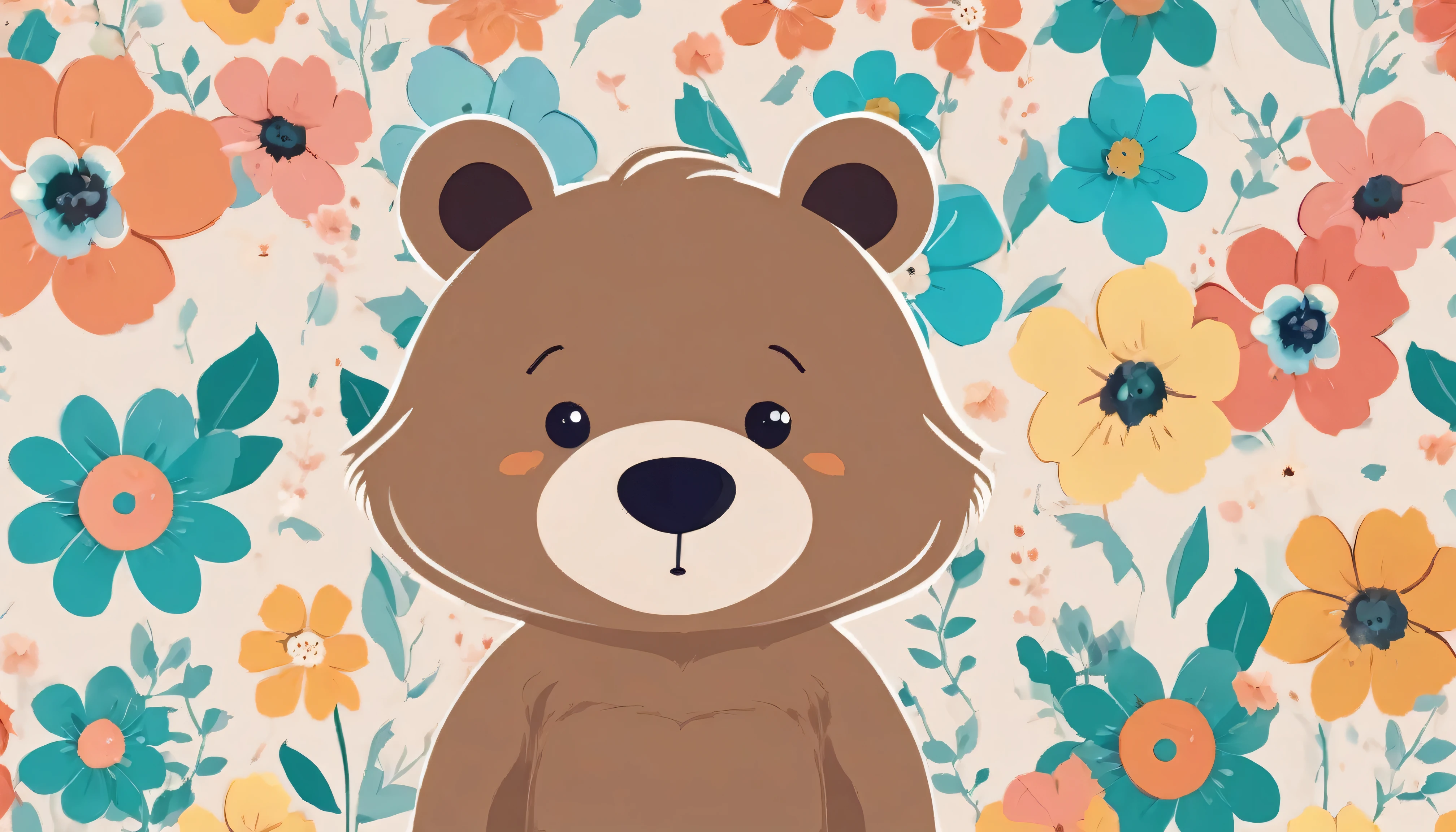 wallpapersv1, cute bear in flower patern style wallpapersv1, 8k