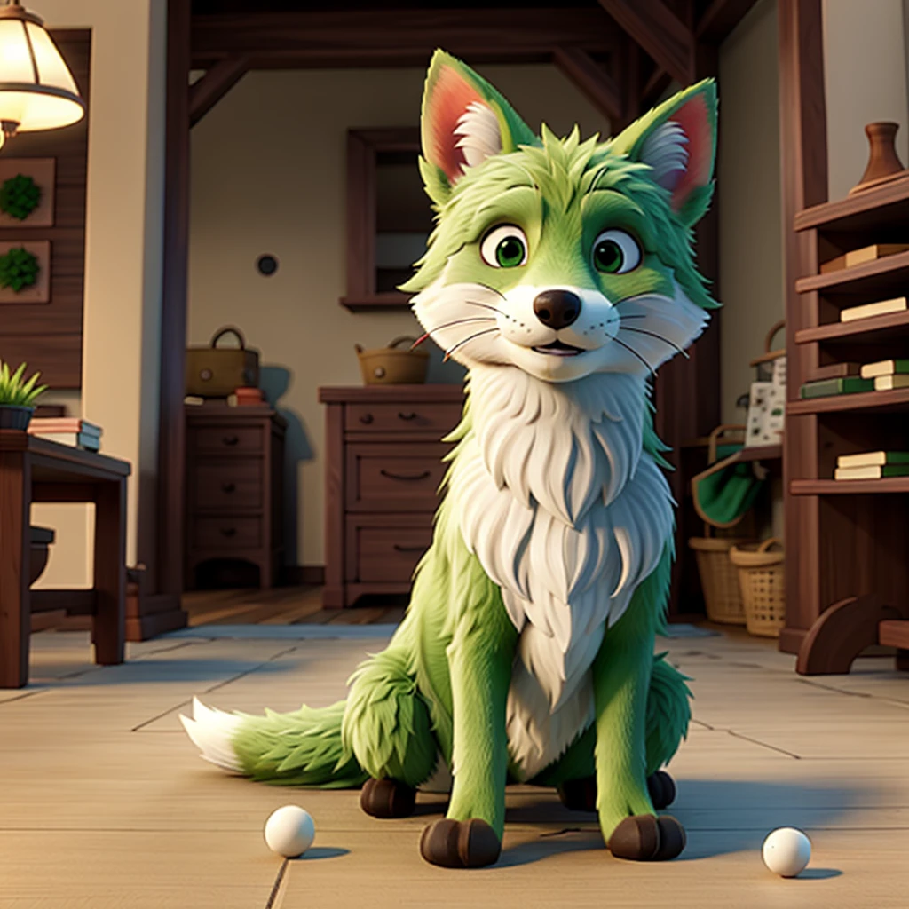 Sitting Green Fox,4K