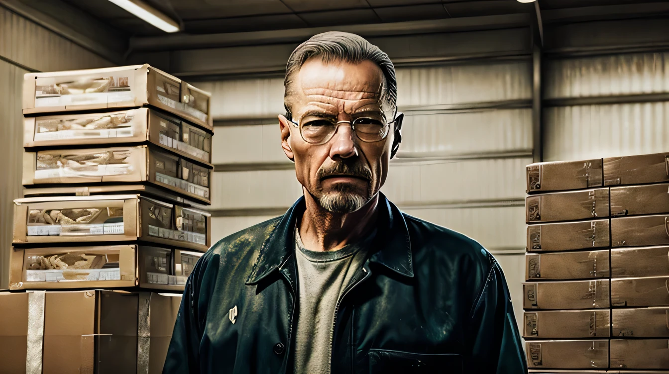 a old man holding a bag of money , a hyperrealistic painting inspired by roger deakins, trending on pixabay, hyperrealism, walter white in valorant, with the safety depoesit boxes all over the cash flying