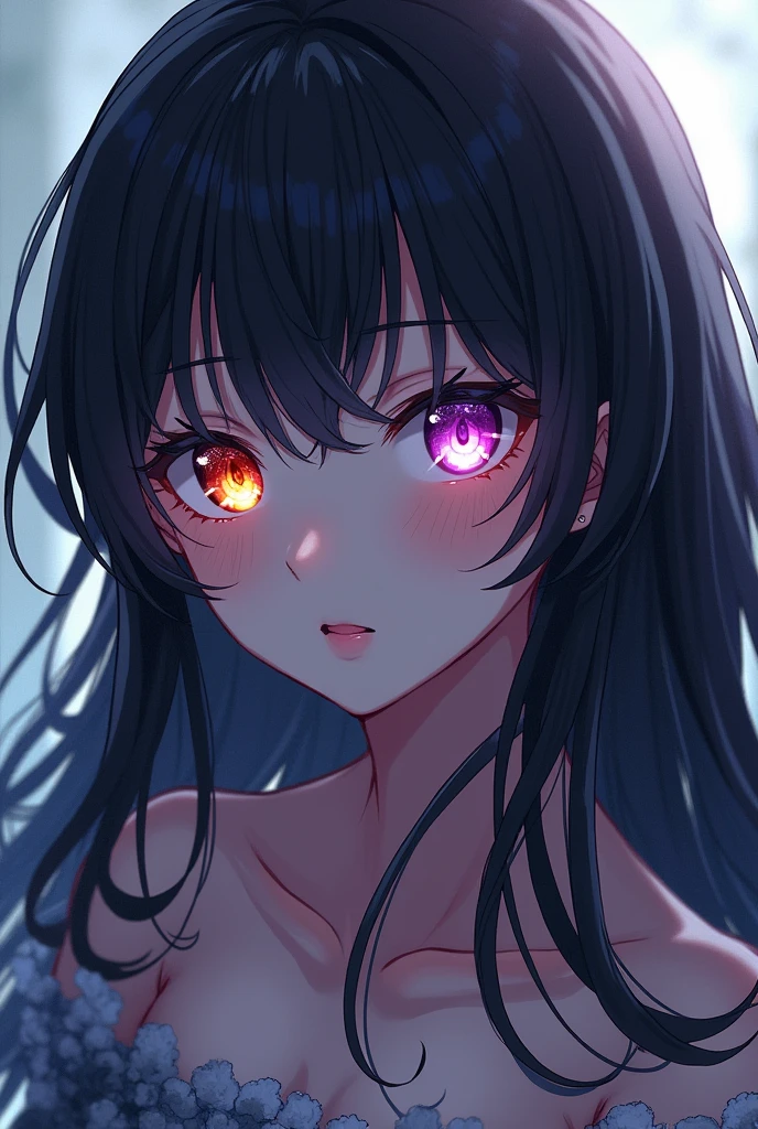 Anime Long Black Hair Rainbow Eyes