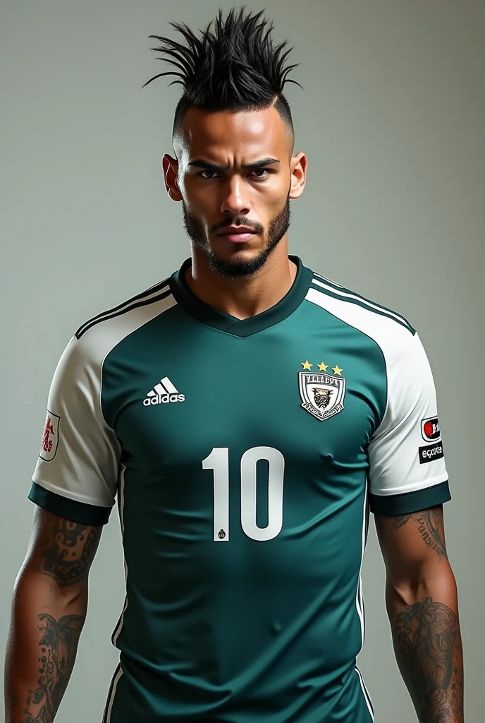 Neymar with a mohawk in a Philadelphia Eagles jersey 
