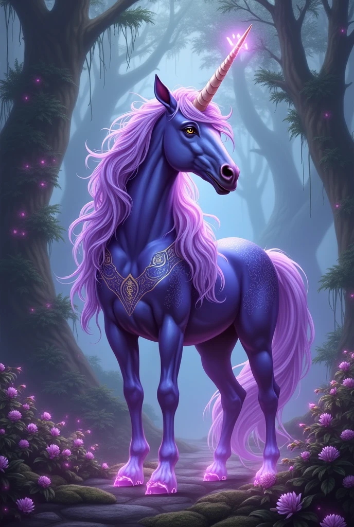 magic the gathering style purple unicorn, detailed, beautifull