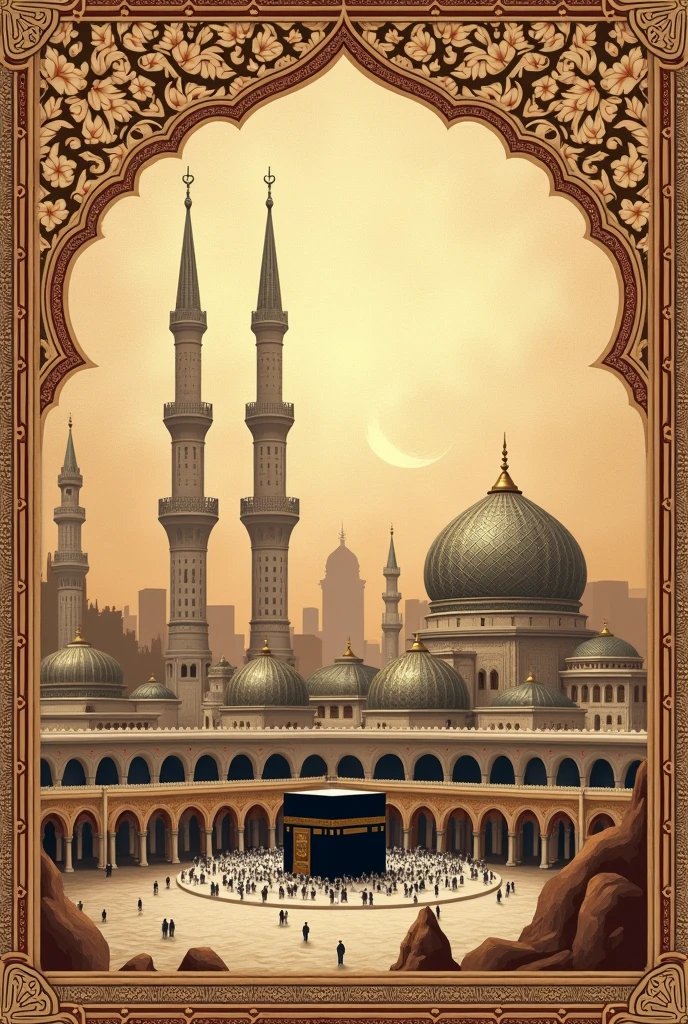 Islamic background texture
Image centre with Mecca & madina  

