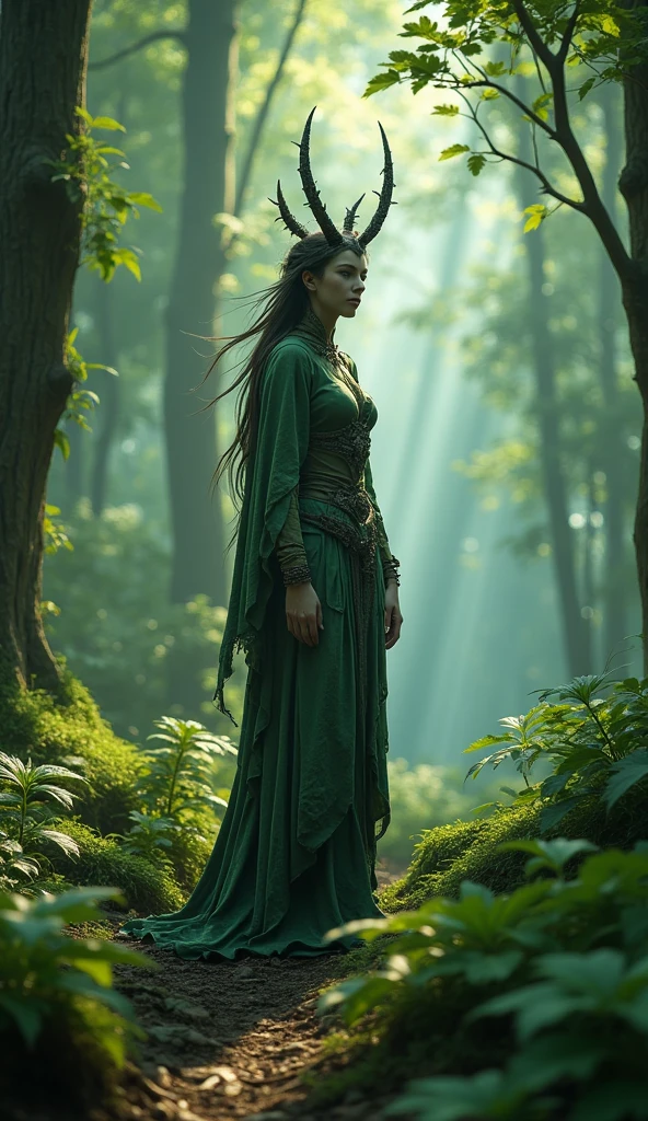 Mystic avatar in enchanted foliage, eco-punk style, serene, background ancient forest, unreal 8k, ultra detail, ultra realist, 3D, natural light, photorealism