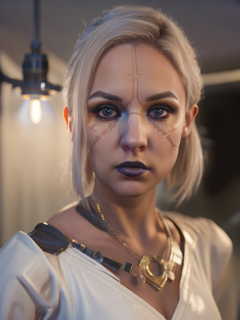 NightsisterMerrin, realistic, 1girl, best quality, dynamic lighting, highly detailed, 8k, science fiction, looking at viewer, pale skin