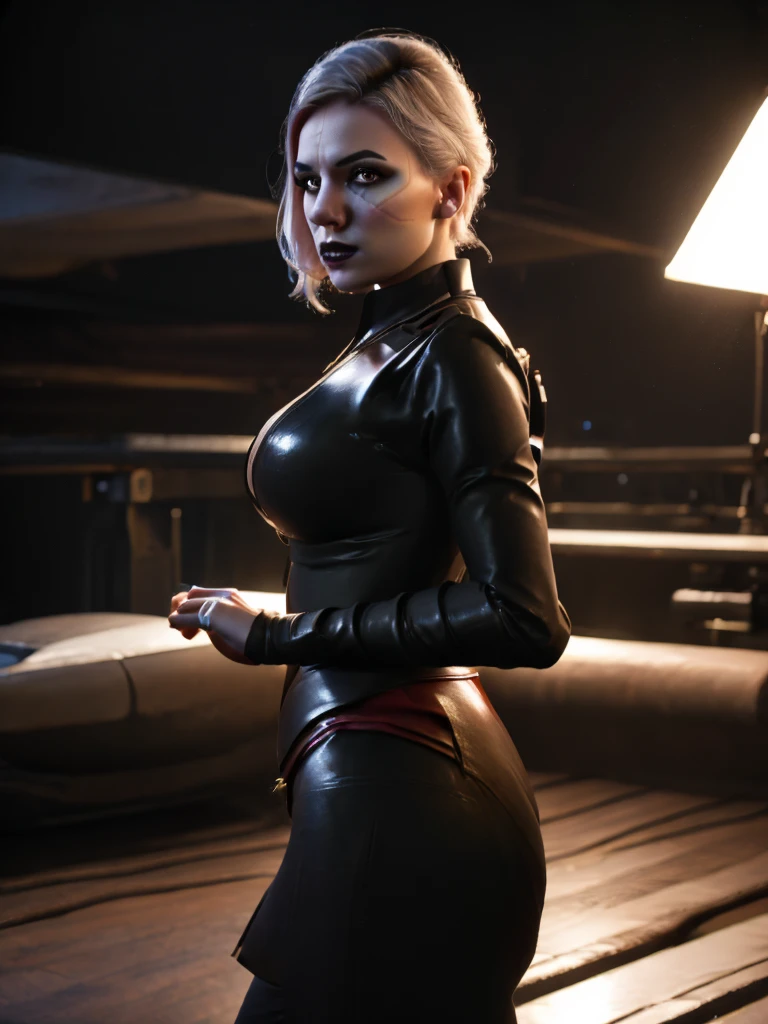 NightsisterMerrin, realistic, 1girl, best quality, dynamic lighting, highly detailed, 8k, science fiction, looking at viewer, pale skin