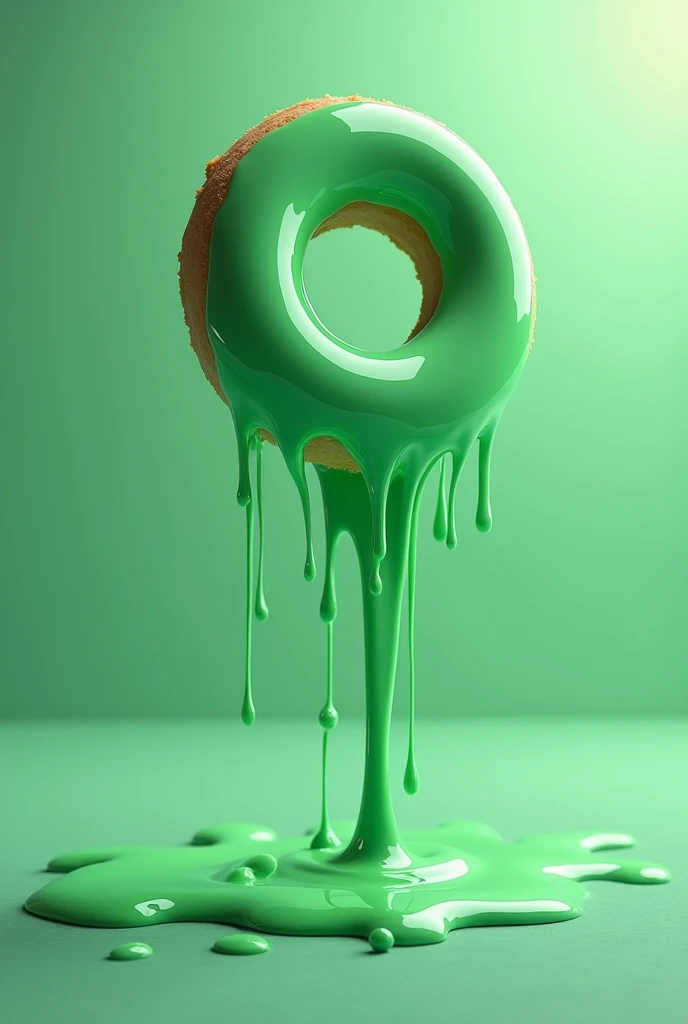 Green donut melting