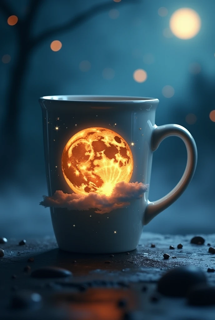Coffee mug  full moon design 